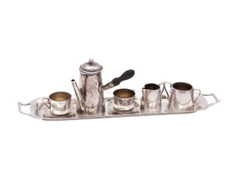 An Edward VII silver dolls house coffee set, Cornelius Desormeaux Saunders, James Hollings, and Frank Shepherd, Birmingham 19