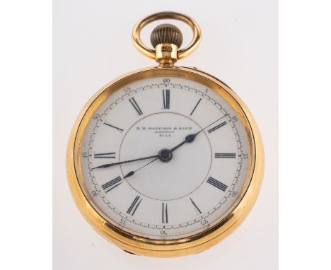 R.H. Halford & Sons, an 18ct gold open-face pocket watch the movement having a lever escapement and signed R.H. Halford & Son