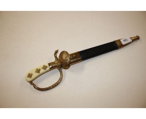 A German hunting dagger A Hubertus Cutlass of Honour with hunting scene complete with scabbard and fittings 
