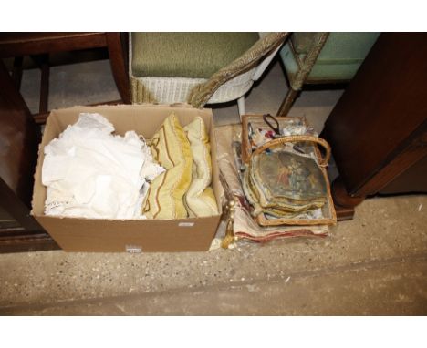 A quantity of various textiles, sewing items etc.