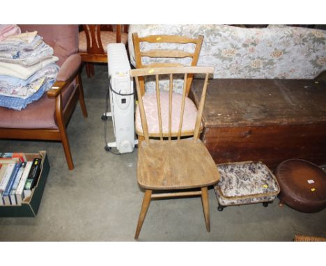 An Ercol type stick back kitchen chair; and a retro kitchen chair 