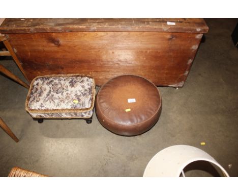 A Vintage pouffe and a footstool