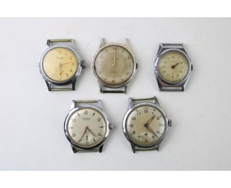 A collection of vintage gentleman's wristwatches to include a military example with manual winding swiss movement marked A.T.