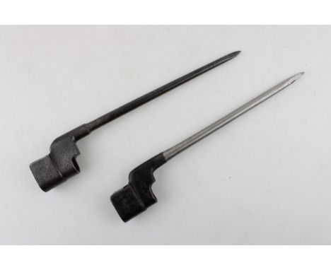 Two WW2 Lee Enfield No 4 MK 2 British Army spike 'pig sticker' bayonets  in good used condition without scabbards both 25 cm
