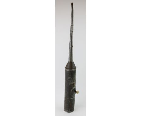 An early c20th steam locomotive or traction engine tin oiler or grease gun  the condition is very good