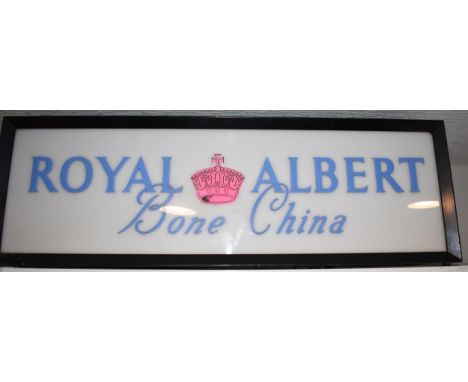 Vintage 'Royal Albert Bone China' double sided advertising point of sale light box salvaged from a retailers in Bakewell, Der