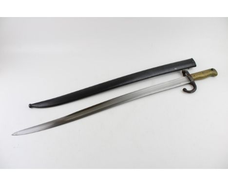 c19th French Chassepot bayonet in scabbard  Excellent condition, bayonet is nice and clean with engraving on top edge, scabba