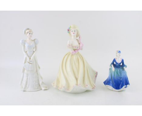 A collection of Coalport figures to include 'Marianne' (2nds) 'Chantilly Lace Pearl' and 'Taking the Air'. Height 20.5cm. (3)