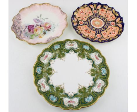 A trio of cabinet plates to include an antique imari fluted plate, impressed Morley, a Doulton Burslem cabinet plate, circa 1