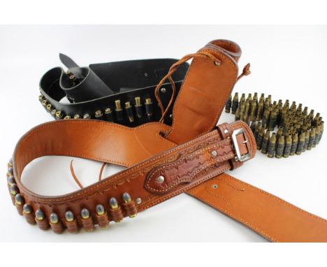 A collection of vintage ammunition belts to include 'Wild West Cowboy' style tan leather example with bullets, another simila