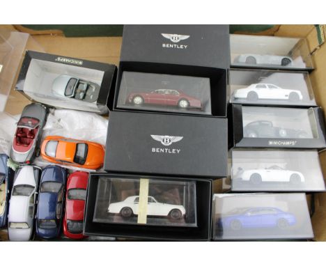 A large quantity of 'Paul's Model Art' Minichamps Bentley 1/43 scale die cast model vehicles to include, Bentley Continental 