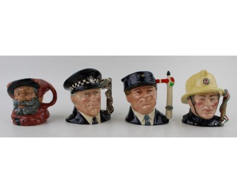 Small Royal Doulton limited character jugs to include Engine Driver D6823, Policeman D6852 and The Fireman D6839 with a small