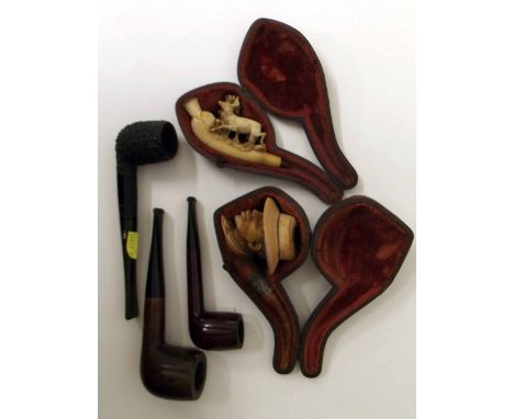Three Meerschaum pipes, Brumfit pipe and one other. Condition report: see terms and conditions