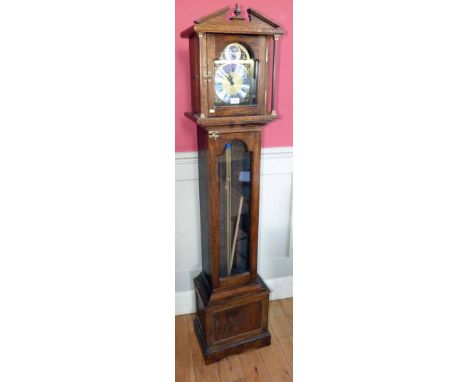 Reproduction oak three weight longcase clock. Condition report: see terms and conditions