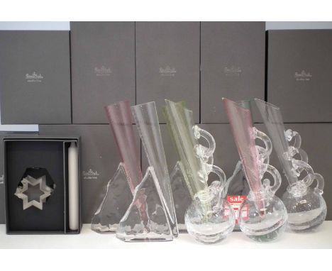 Ten Rosenthal boxed Studio Line star shape candlestick holders, also seven art glass vases.     From the shop clearance of St