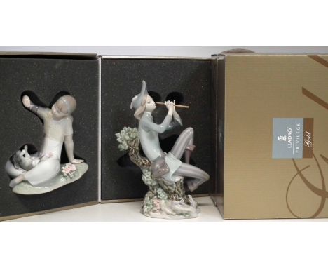 Two Lladro boxed Gold Privilege figures to include Playtime with Petals, the Pied Piper of Hamelin.     From the shop clearan