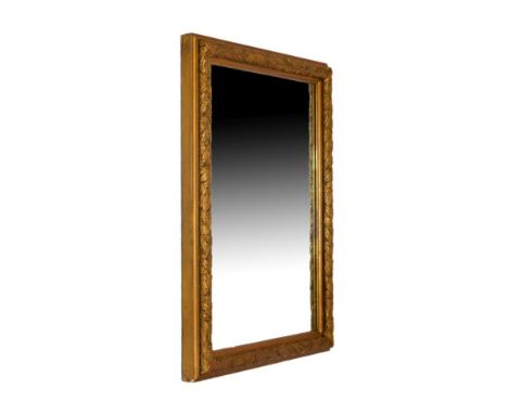 Gilt framed wall mirror having a plain rectangular plate within leaf and berry surround, 47cm x 65cm excluding frame   Condit