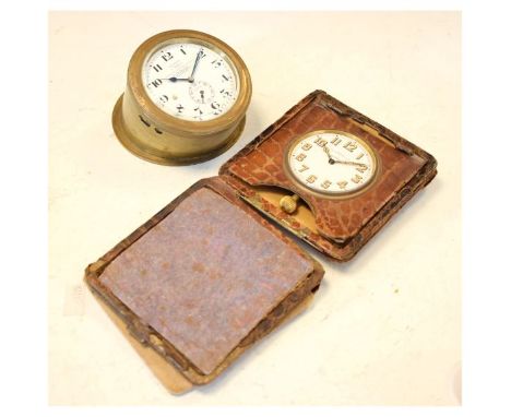 A.R. Co 'La Cigale' dashboard clock, the white enamel Arabic dial marked F. Ray &amp; Sons Motor Engineers Eastbourne, with s