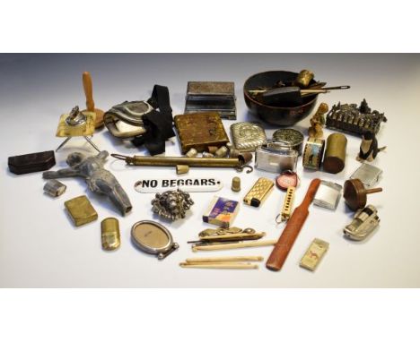 Box of assorted interesting miscellanea including; driving goggles, enamel badge etc   Condition: 