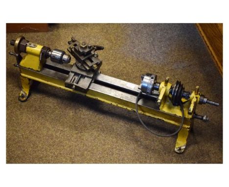 Tools - Vintage bench-mounting lathe, probably for watch repair, 60cm wide   Condition: 