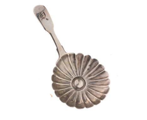 Victorian silver caddy spoon having a flower head bowl, London 1837, 0.3toz approx   Condition: 
