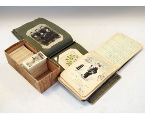 Postcards - Album including First World War silk postcards and a number relating to Maritime Naval ships and an autograph/ske