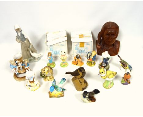 3 Royal Albert "Wind In The Willows" figures, with 2 boxes; 3 Beatrix Potter figures, largest H.10.5cm; Royal Doulton "River 