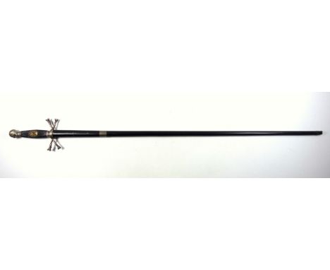 Late George III Masonic sword, c.1790s, with an engraved fullered steel blade and a skull and crossbones ebony hilt, by Thos.