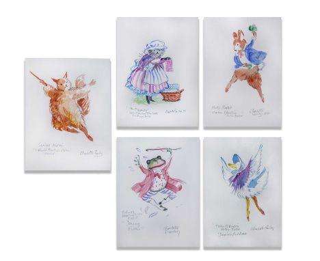ARR CHARLOTTE FAWLEY (b.1935)PETER RABBIT, JEMIMA PUDDLEDUCK, JEREMY FISHER, SQUIRREL NUTKIN &amp; MRS TIGGYWINKLEeach: signe
