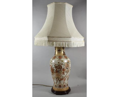 A Large Modern Oriental Vase Shaped Table Lamp with Shade, Vase 50cm High 