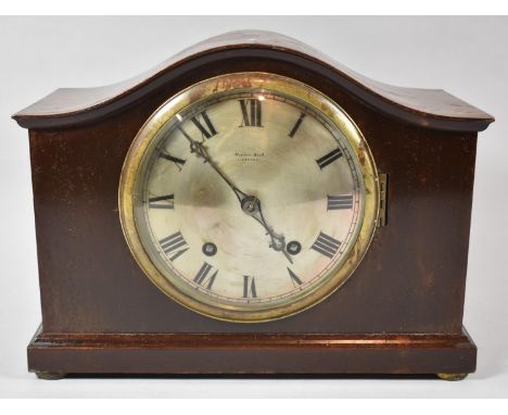 An Edwardian Mahogany Framed Mantle Clock, Having Eight Day Movement, the dial Inscribed for Morath Bros, Liverpool, with Key