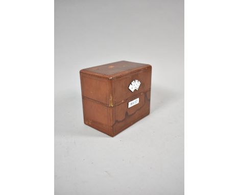 A Vintage Leather Four Section Playing Card Box, "Whist", 11.5cm wide 