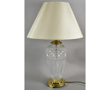 A Modern but Good Quality Brass and Glass Vase Shaped Table Lamp with Shade, 69cm 
