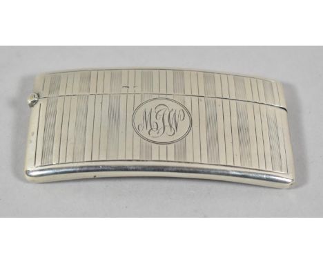 A Silver Card Case with Engine Turned Decoration, Birmingham 1911, Monogrammed MJW 