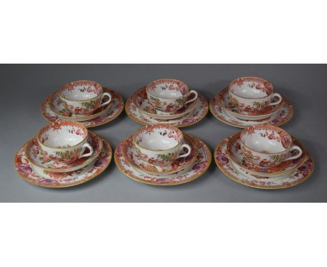 A Transfer Chinoiserie Pattern Tea Set to comprise Six Cups, Six Saucers, Side Plates Etc 