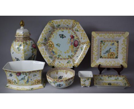 A Collection of Seven Pieces of Spode Sumatra Pattern to include Large Lidded Baluster Vase, Large Octagonal Dish, Square Exa