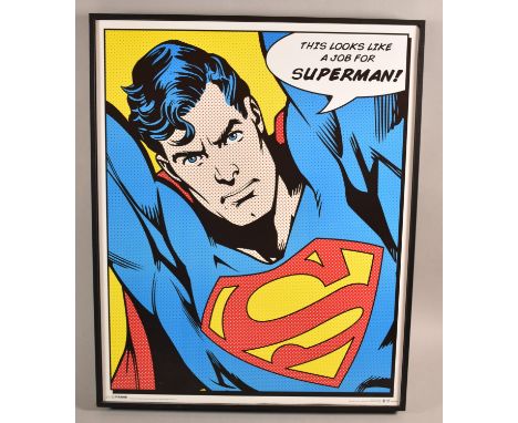 A Framed Superhero Print, This Looks Like a Job for Superman, 50x40cm 