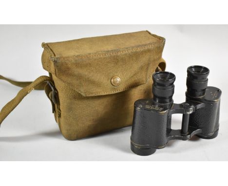 A Pair of WWII Taylor-Hobson Binoculars in Canvas Carrying Case, Stamped with War Department Arrow and Dated 1943, OS420OA BI