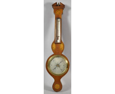 A Modern Small Wheel Barometer with Thermometer, 58cm high 