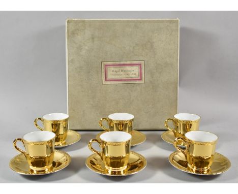 A Boxed Royal Worcester Gilt Coffee Set 