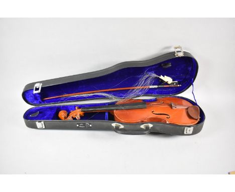 A Cased Stentor Child's Violin, the Stentor Student, Complete with Case and Bow 