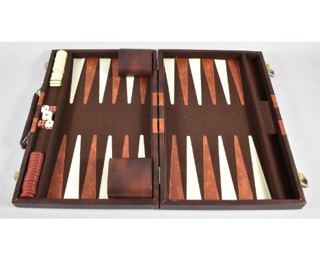 A Modern Leather Cased Backgammon Set 