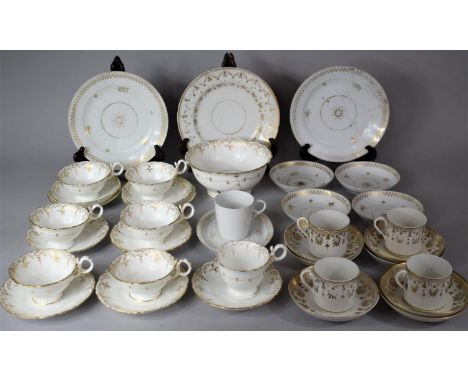 A Collection of 19th Century White and Gilt Decorated Tea and Coffee Wares to include Teacups, Coffee Cans, Plates, Saucers, 