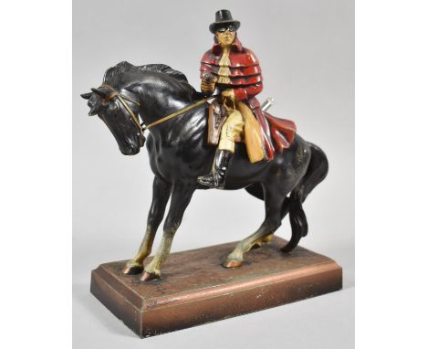 A Vintage Novelty Table Lighter in the form of Dick Turpin on Black Bess, Rectangular Plinth 18cm wide 