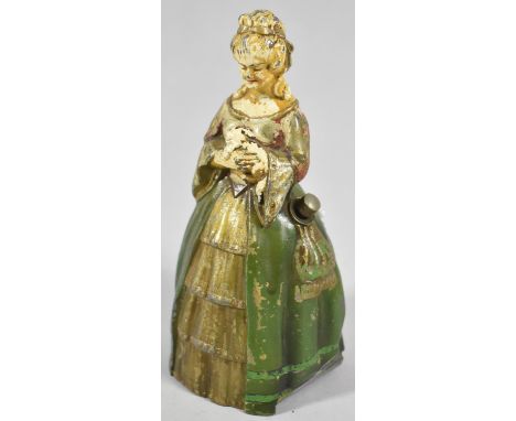 An Early/Mid 20th Century Spelter Novelty Table Lighter in the Form of Crinoline Lady with Puppy, Some Damage to Base, 16cm H