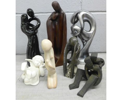 A collection of figures including soapstone, resin and ceramic **PLEASE NOTE THIS LOT IS NOT ELIGIBLE FOR POSTING AND PACKING