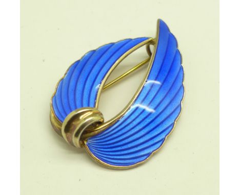 An Albert Scharning blue enamel and silver gilt brooch 