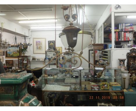 An Art Nouveau rise &amp; fall ceiling light