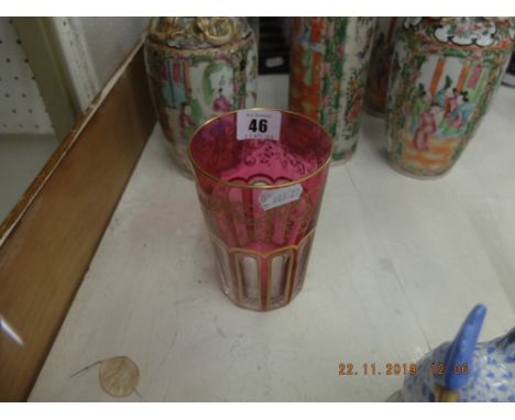 A ruby and gilt overlay Saint Louis Crystal "Rabat" tea glass