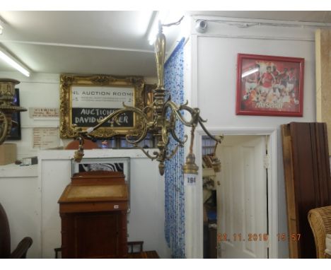 An Edwardian three branch ceiling light